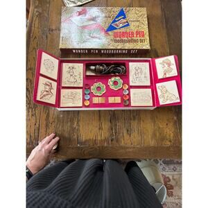 Vintage Wonder Pen Woodburning Set 1950s–60s Pyrography Kit with Box & Projects